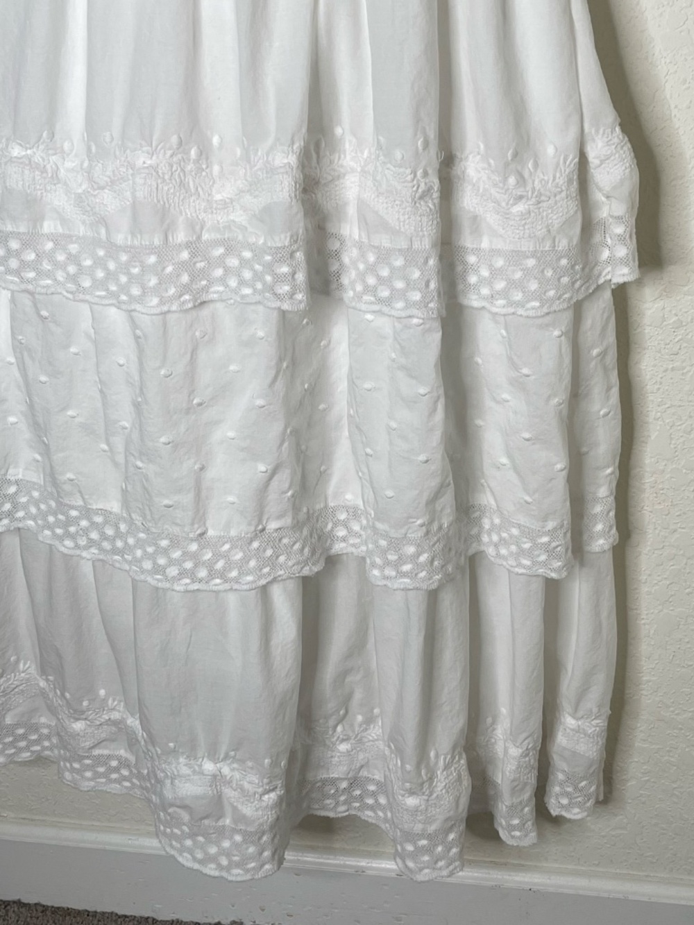 LOVESHACKFANCY Tiered Maxi Dress Laced Size M White Cottagecore Prairie Cotton - Picture 4 of 15